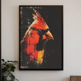 Cardinal Bird Abstract Art Poster: Bold & Vibrant
