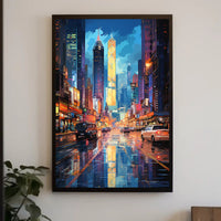 Energetic Nightlife In Modern City Poster Modern Wall Art