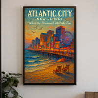Atlantic City Where the Boardwalk Meets the Fun Poster