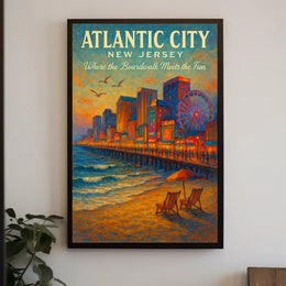 Atlantic City Where the Boardwalk Meets the Fun Poster