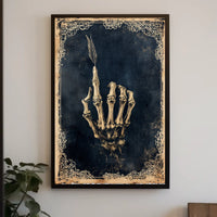 Skeletal Hand with Feather Artistic Abstract Poster