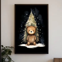 Cute Bear Winter Wonderland Watercolor Art Print