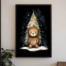 Cute Bear Winter Wonderland Watercolor Art Print