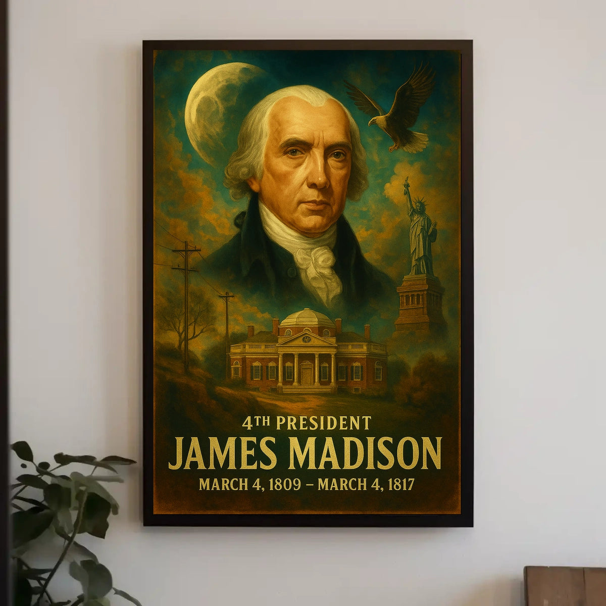 James Madison 4th President Founding Father Vintage Neoclassical Realism Patriotic Heritage Poster