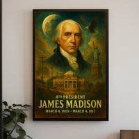 James Madison 4th President Founding Father Vintage Neoclassical Realism Patriotic Heritage Poster