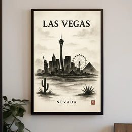 Las Vegas Skyline Artistic Urban Cityscape Poster