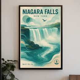 Niagara Falls New York Scenic Poster Vintage Wall Art