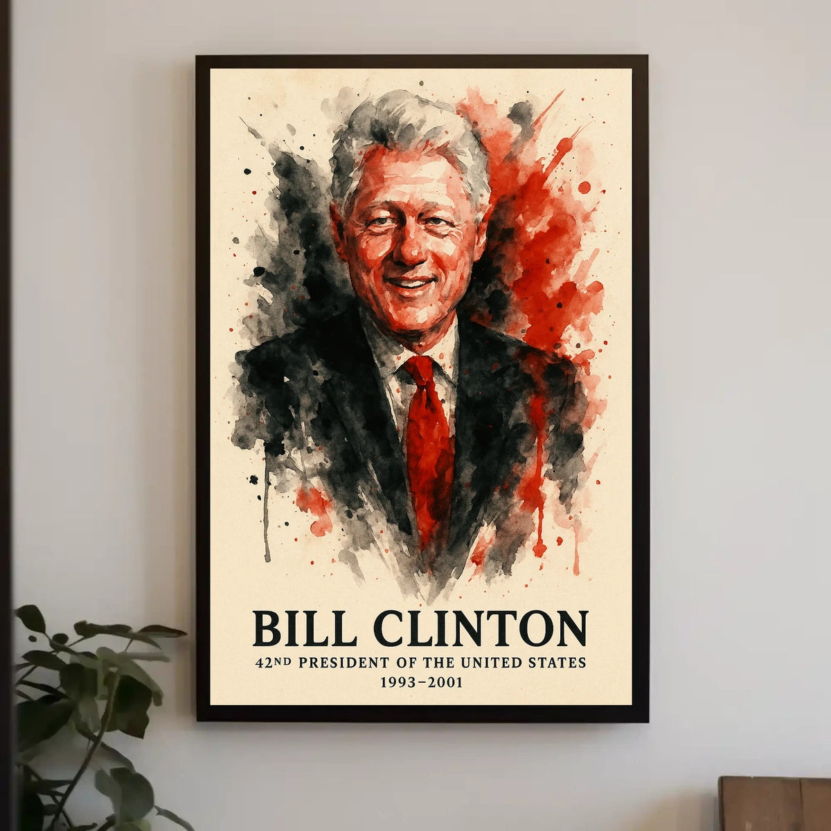 Bill Clinton Watercolor Portrait: Historical or Presidential Poster