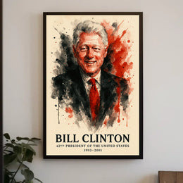 Bill Clinton Watercolor Portrait: Historical or Presidential Poster