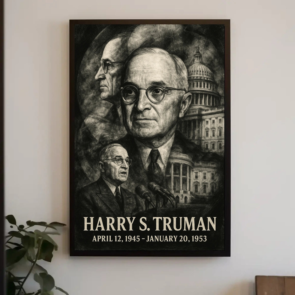Harry S. Truman 33rd President of the United States Double Exposure Poster