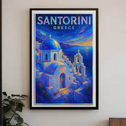 Santorini, Greece A Vibrant Escape Poster