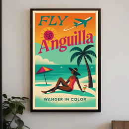 Anguilla Vintage Travel Art Tropical Beach Paradise Travel Poster PosterGoat