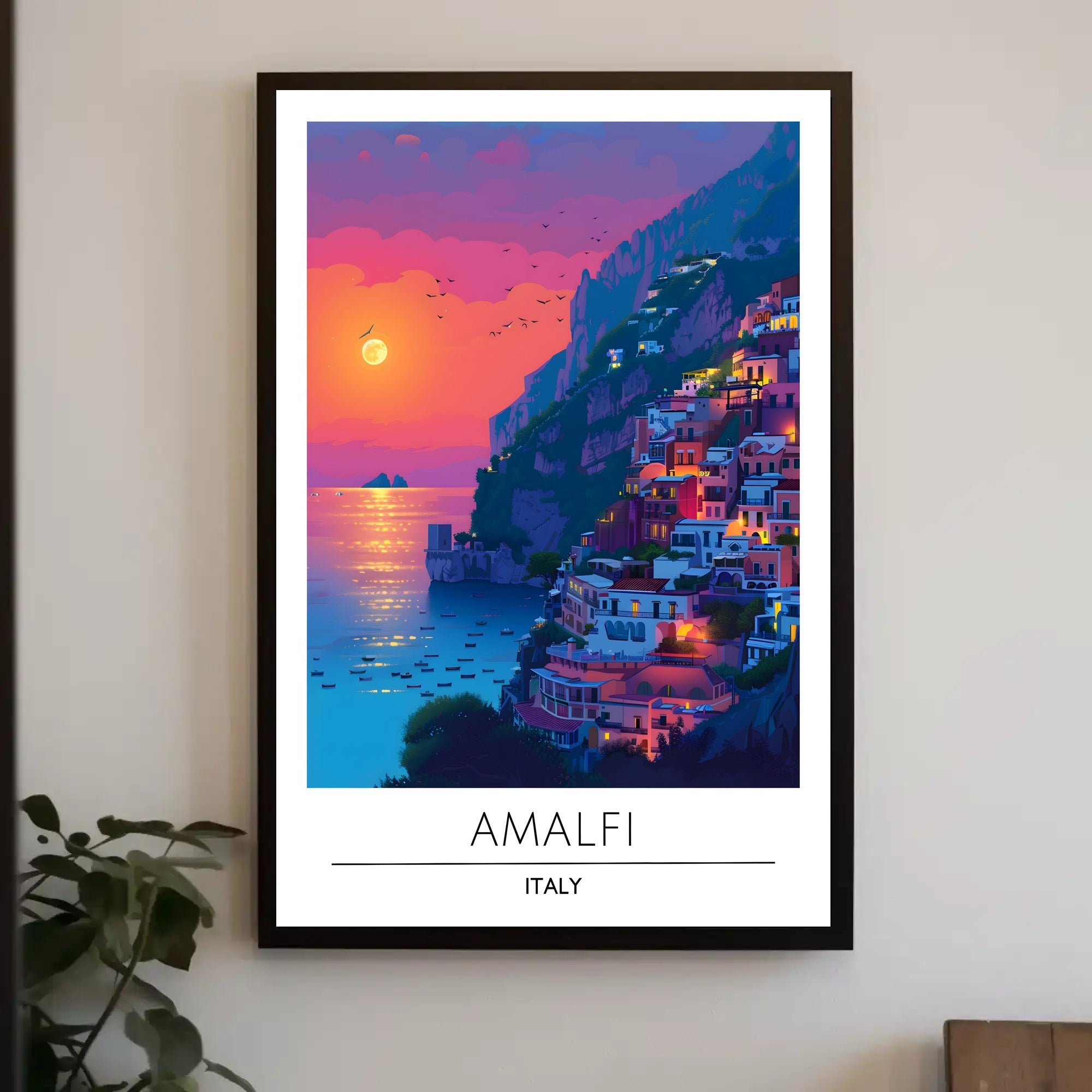 Amalfi Coast Sunset: Dreamy Travel Poster