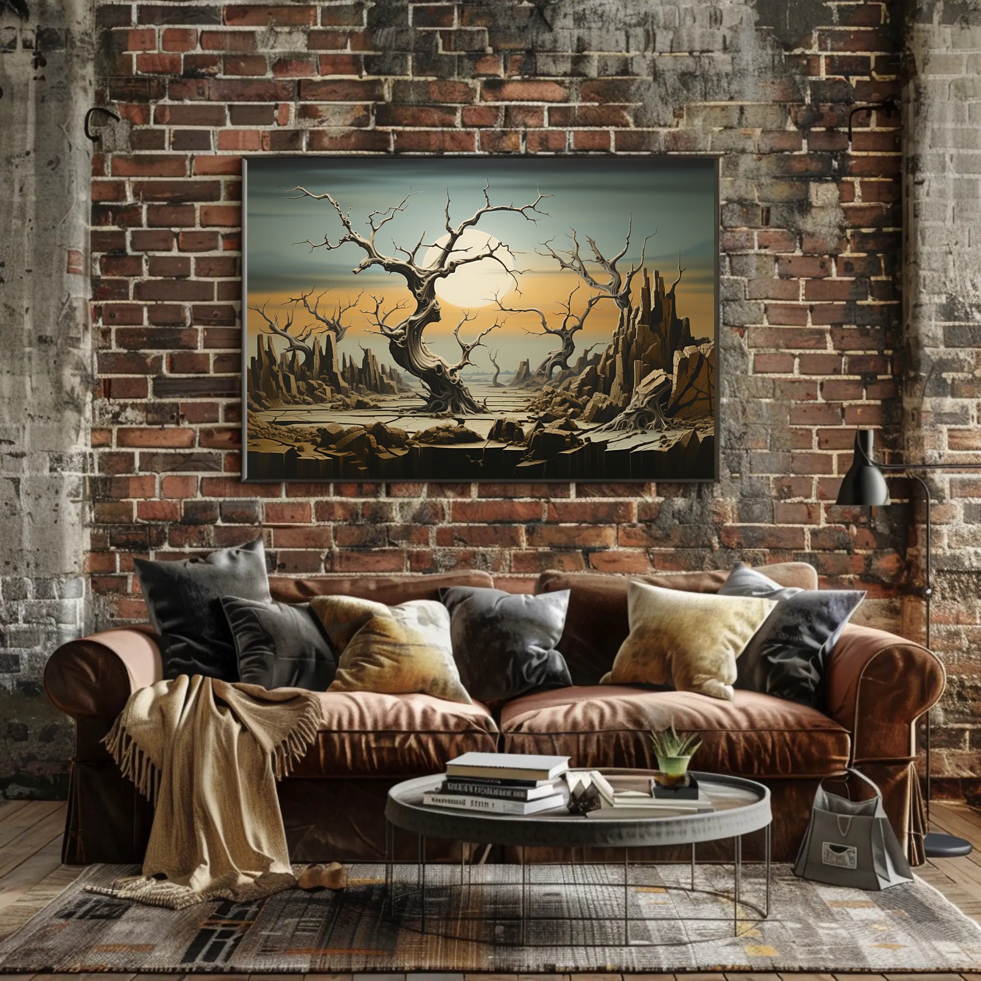 Surreal Landscape with Twisted Trees Futuristic Sci-Fi Poster