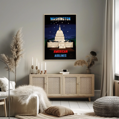 Washington White House Airline Vintage Travel Poster