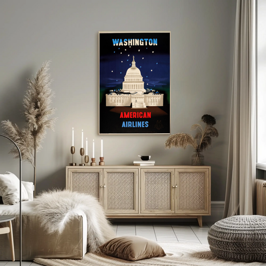 Washington White House Airline Vintage Travel Poster