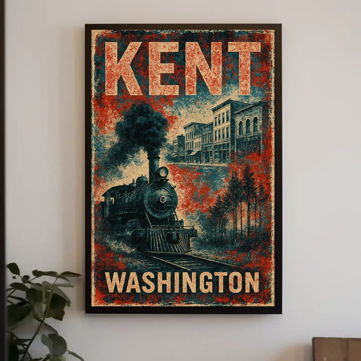 Kent Washington Vintage Railway Nostalgic Art Deco Poster