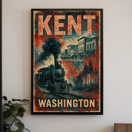 Kent Washington Vintage Railway Nostalgic Art Deco Poster