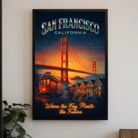 San Francisco Travel Icons Vintage Urban Cityscape Poster PosterGoat