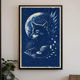 Moonlit Dj Wolf Poster