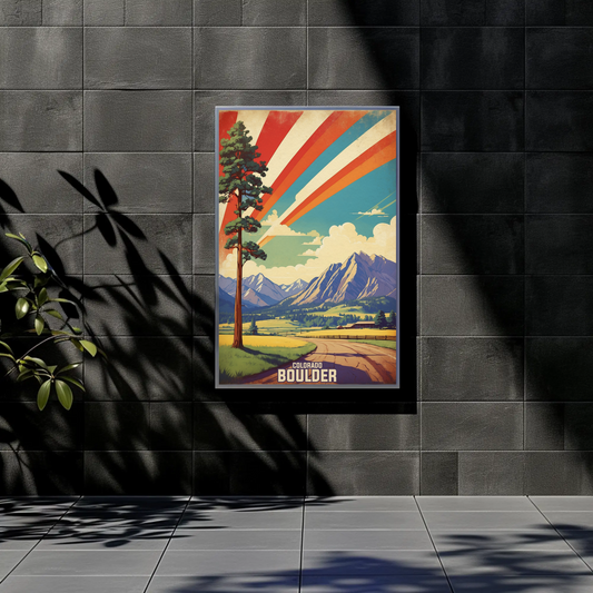 Boulder Colorado Cityscape Art Print Vintage Travel Poster