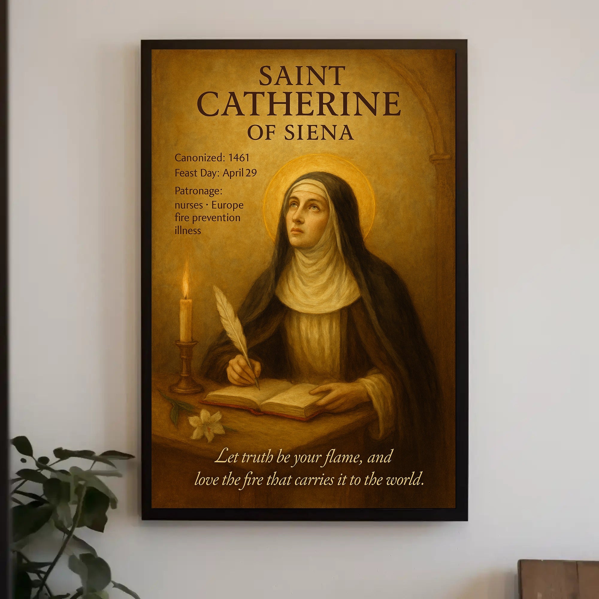 Saint Catherine of Siena Religious Inspirational Poster