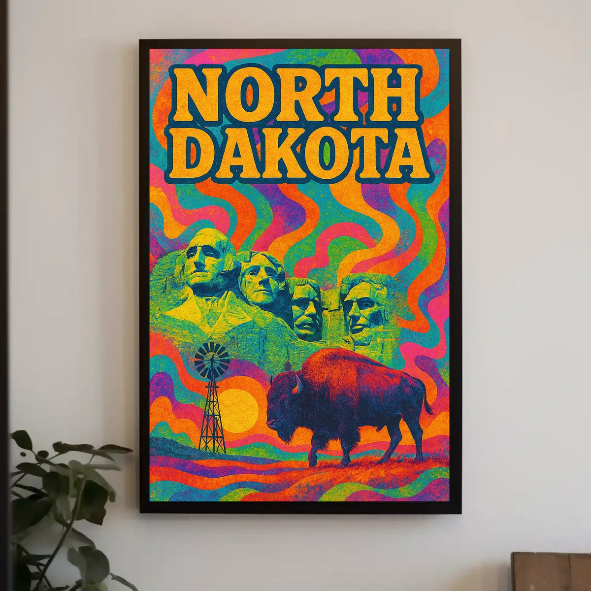 North Dakota Psychedelic Poster