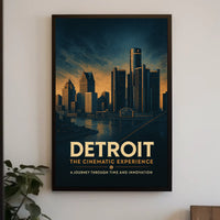 Detroit Skyline Vintage Cinematic Dramatic Poster