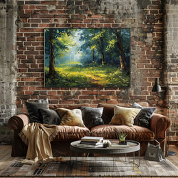 Serene Impressionist Forest Scene Art Poster