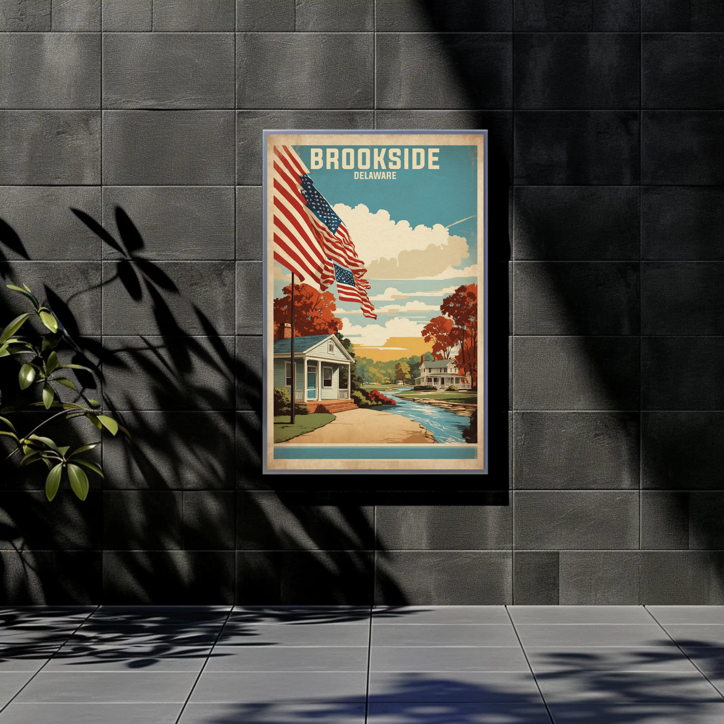Brookside Delaware American Scene Art Vintage Travel Poster