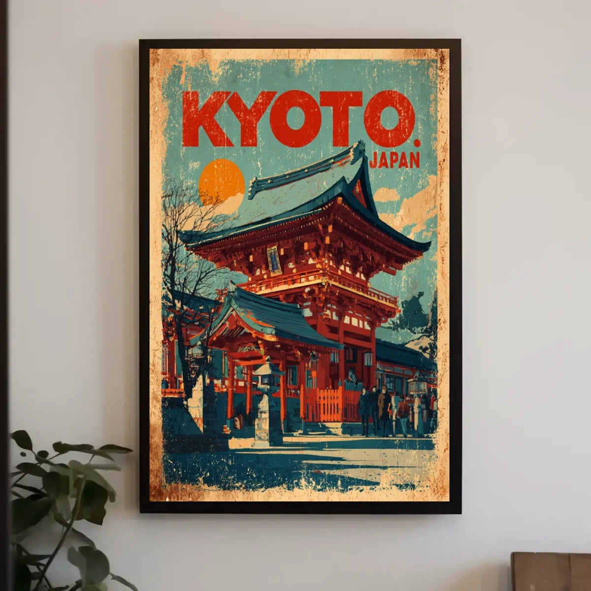 Kyoto, Japan Vintage Travel Poster