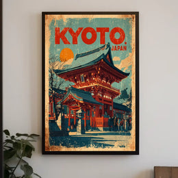 Kyoto, Japan Vintage Travel Poster