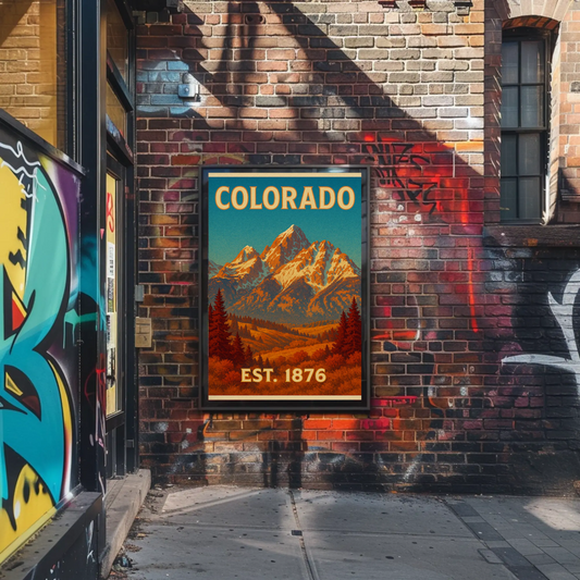 Colorado Rocky Mountains Sunset Est 1876 Travel Poster