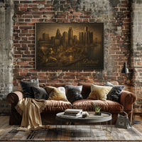 Detroit Skyline Urban Life Photography Realism Poster