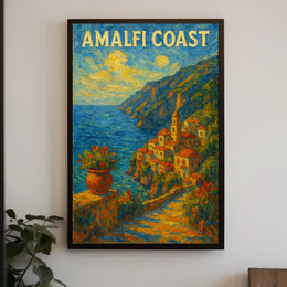 Amalfi Coast Poster Art for Coastal Wall Decor 18x24