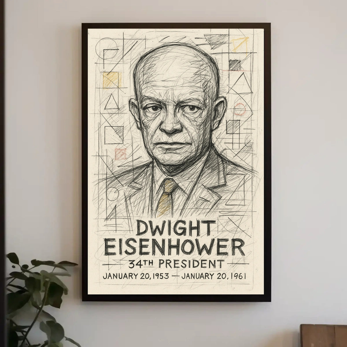 Dwight Eisenhower Vintage Sketch Line Art Collectors Poster