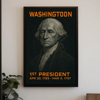 George Washington 1st President of the United States Techno Schematic Poster