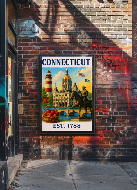 Connecticut State Capitol Lighthouse Est 1788 Travel Poster