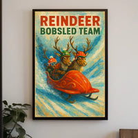 Reindeer Bobsled Team: Festive Fun Sports Poster