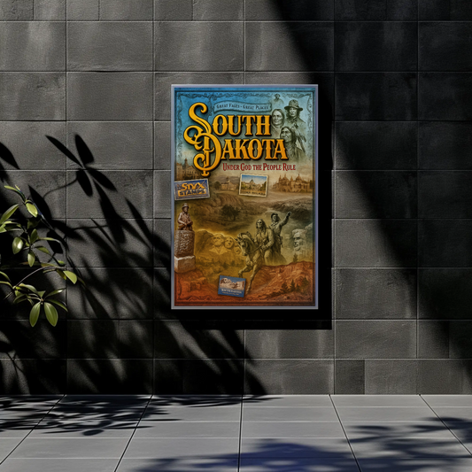 South Dakota Historical Collage Monuments Vintage Travel Poster