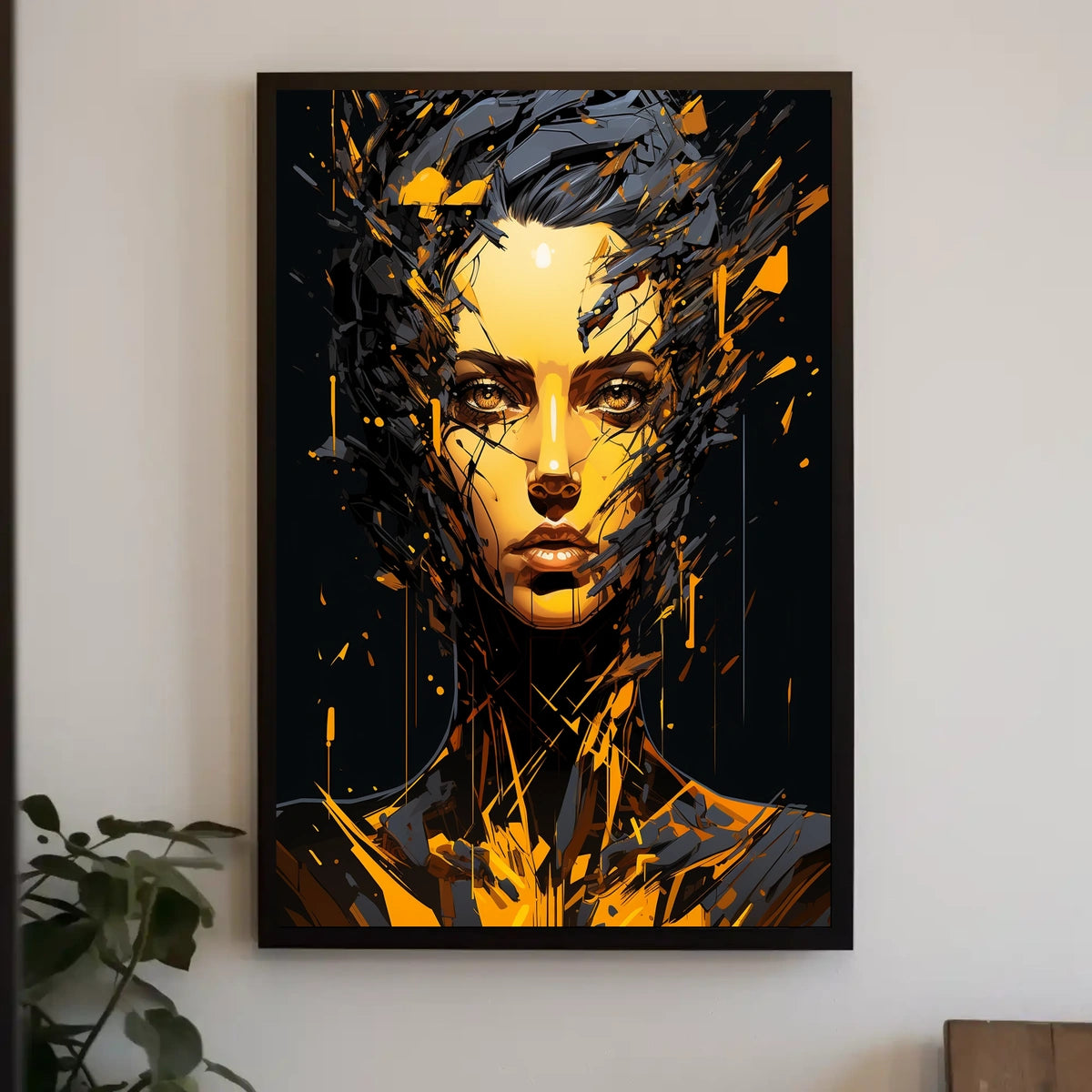 Dynamic Abstract Portrait: Explosive Modern Art Poster