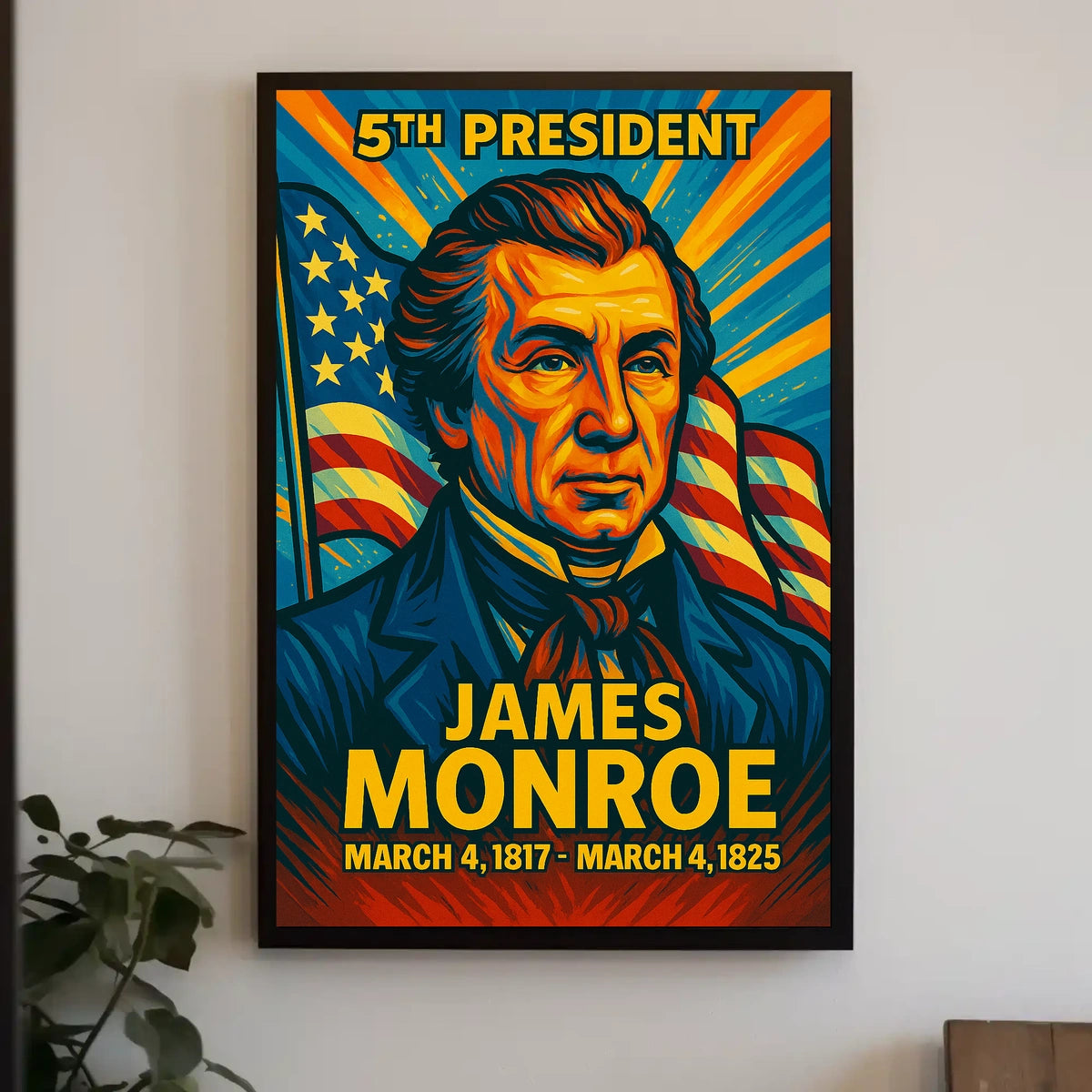 James Monroe 5th President of the United States Colorful Comic Book Style Poster