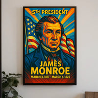 James Monroe 5th President of the United States Colorful Comic Book Style Poster