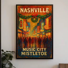 Nashville Music City Mistletoe Poster
