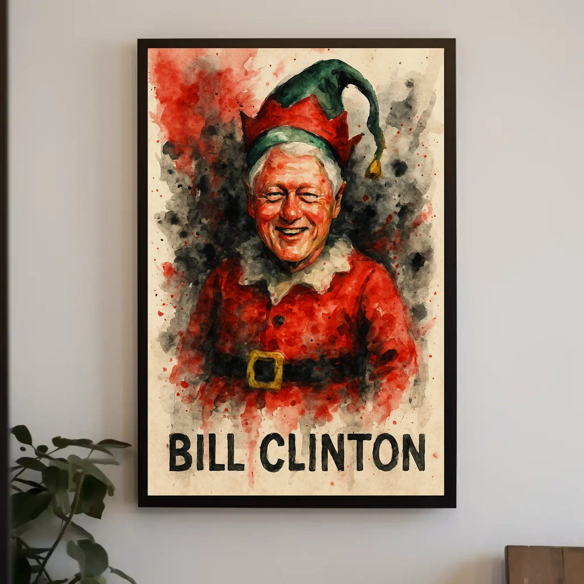 Santa-Inspired Watercolor Portrait: Abstract, Artistic, or Pop Culture Poster