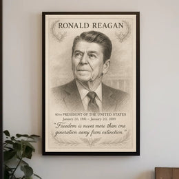 Ronald Reagan 40th President Sketch Poster Wall Art Print PosterGoat