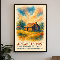 Arkansas Post Historic Settlement Watercolor Poster