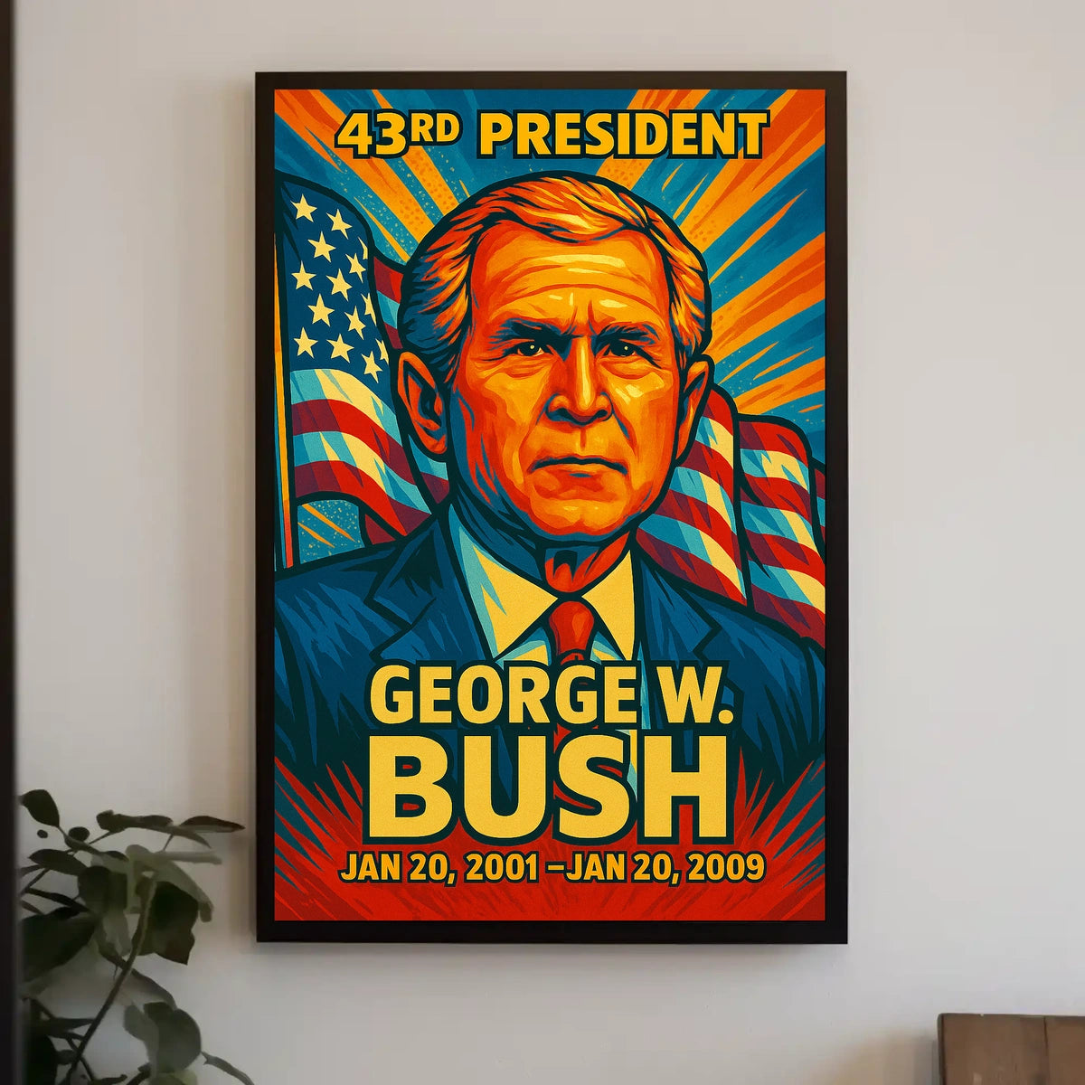 George W. Bush 43rd President of the United States Colorful Comic Book Style Poster