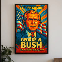 George W. Bush 43rd President of the United States Colorful Comic Book Style Poster