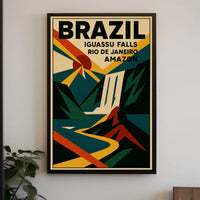Vintage Brazil Travel Poster: Iguassu & Rio Adventure